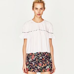 Zara NWT beaded white top size small